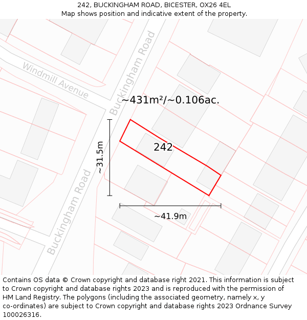 242, BUCKINGHAM ROAD, BICESTER, OX26 4EL: Plot and title map