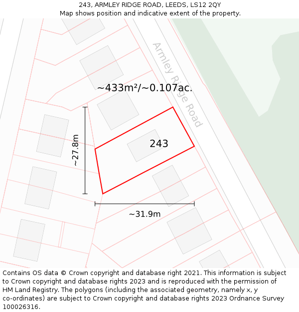 243, ARMLEY RIDGE ROAD, LEEDS, LS12 2QY: Plot and title map