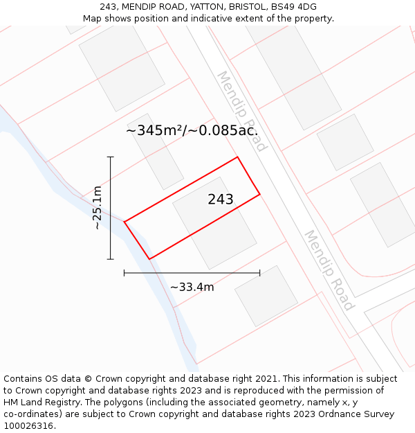243, MENDIP ROAD, YATTON, BRISTOL, BS49 4DG: Plot and title map
