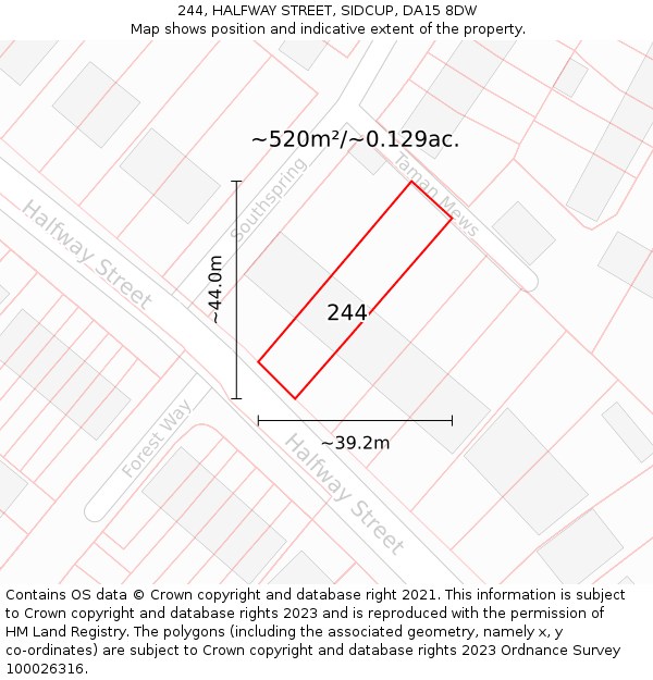 244, HALFWAY STREET, SIDCUP, DA15 8DW: Plot and title map