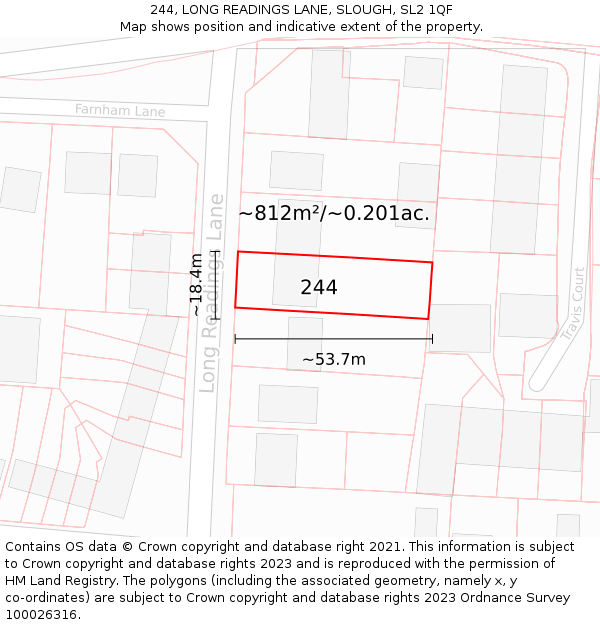 244, LONG READINGS LANE, SLOUGH, SL2 1QF: Plot and title map