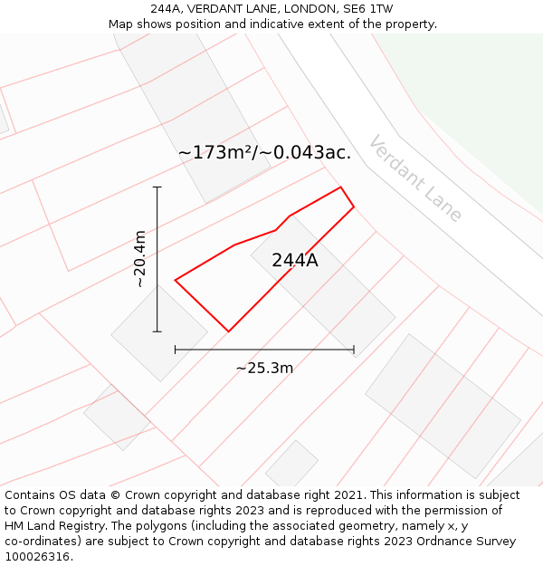 244A, VERDANT LANE, LONDON, SE6 1TW: Plot and title map