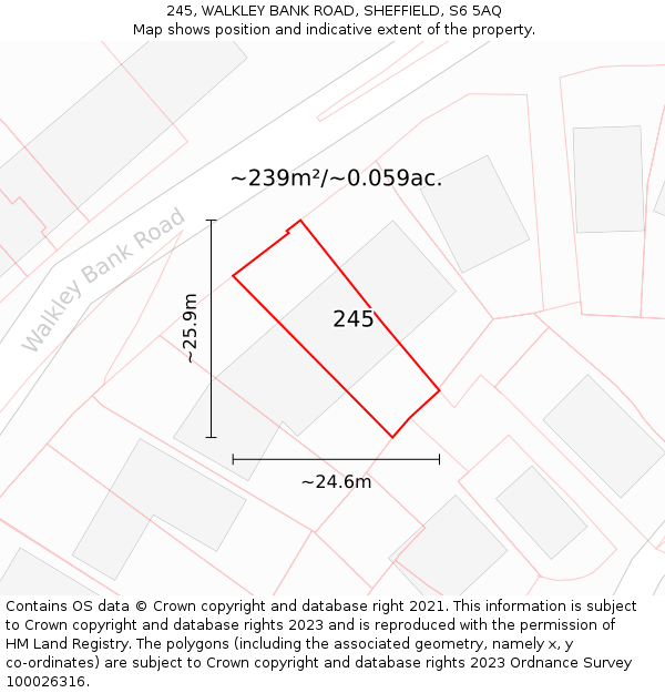 245, WALKLEY BANK ROAD, SHEFFIELD, S6 5AQ: Plot and title map