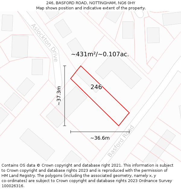 246, BASFORD ROAD, NOTTINGHAM, NG6 0HY: Plot and title map