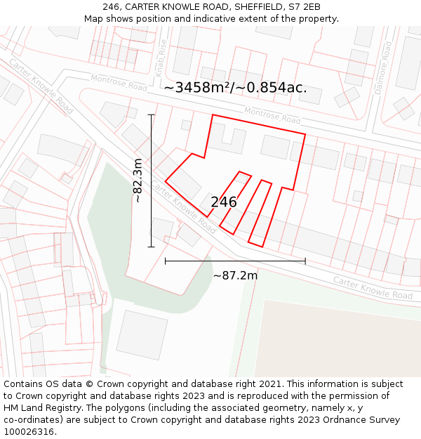 246, CARTER KNOWLE ROAD, SHEFFIELD, S7 2EB: Plot and title map