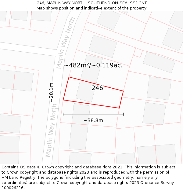 246, MAPLIN WAY NORTH, SOUTHEND-ON-SEA, SS1 3NT: Plot and title map