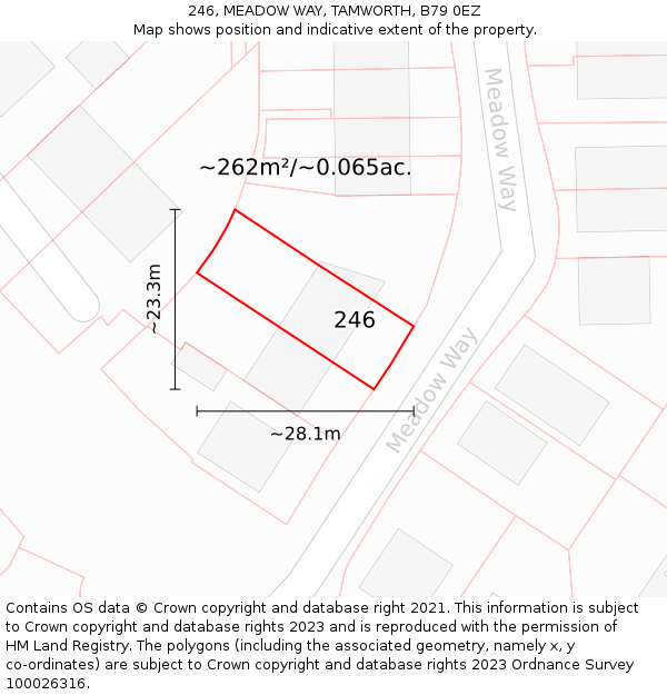 246, MEADOW WAY, TAMWORTH, B79 0EZ: Plot and title map