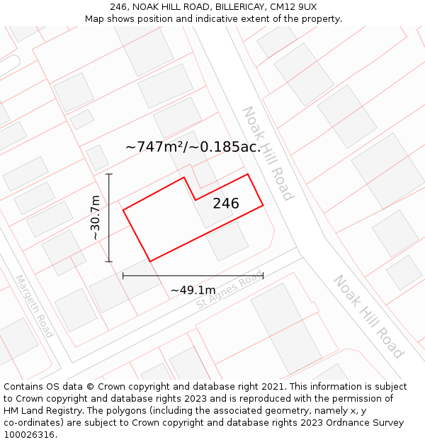 246, NOAK HILL ROAD, BILLERICAY, CM12 9UX: Plot and title map