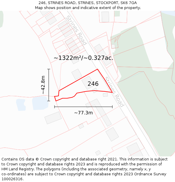 246, STRINES ROAD, STRINES, STOCKPORT, SK6 7GA: Plot and title map