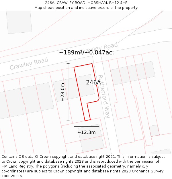 246A, CRAWLEY ROAD, HORSHAM, RH12 4HE: Plot and title map