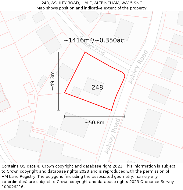 248, ASHLEY ROAD, HALE, ALTRINCHAM, WA15 9NG: Plot and title map