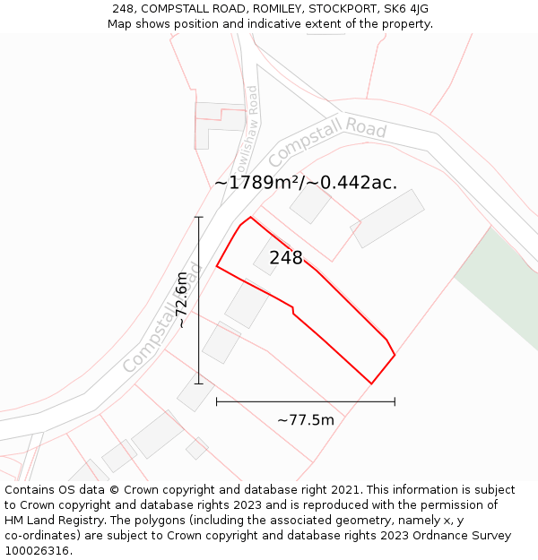 248, COMPSTALL ROAD, ROMILEY, STOCKPORT, SK6 4JG: Plot and title map