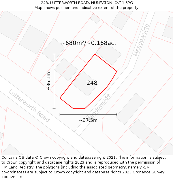248, LUTTERWORTH ROAD, NUNEATON, CV11 6PG: Plot and title map
