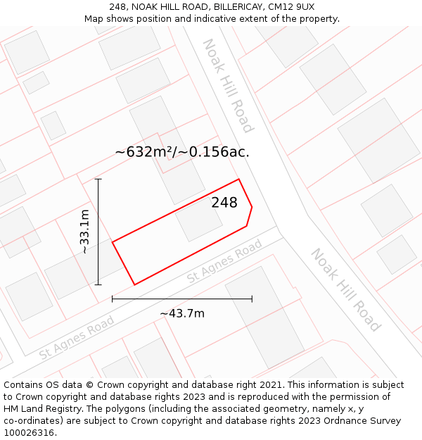 248, NOAK HILL ROAD, BILLERICAY, CM12 9UX: Plot and title map