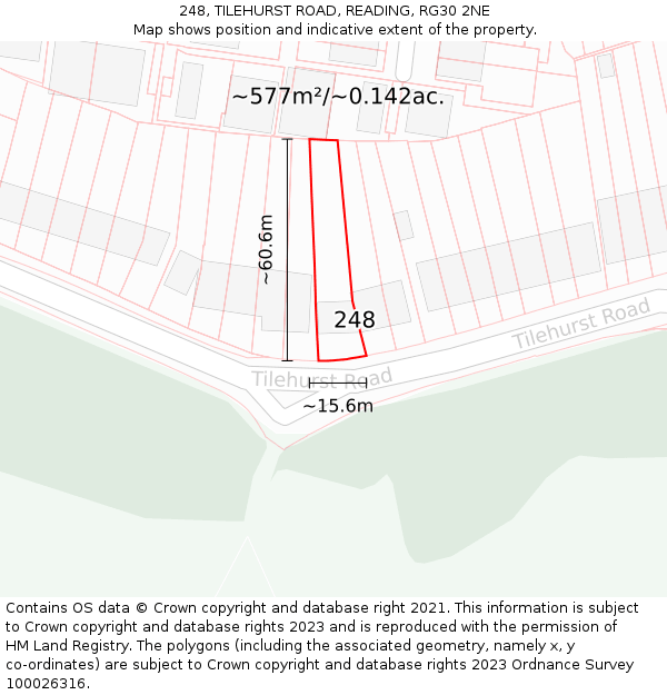 248, TILEHURST ROAD, READING, RG30 2NE: Plot and title map