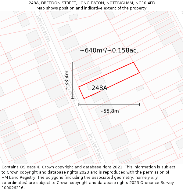248A, BREEDON STREET, LONG EATON, NOTTINGHAM, NG10 4FD: Plot and title map