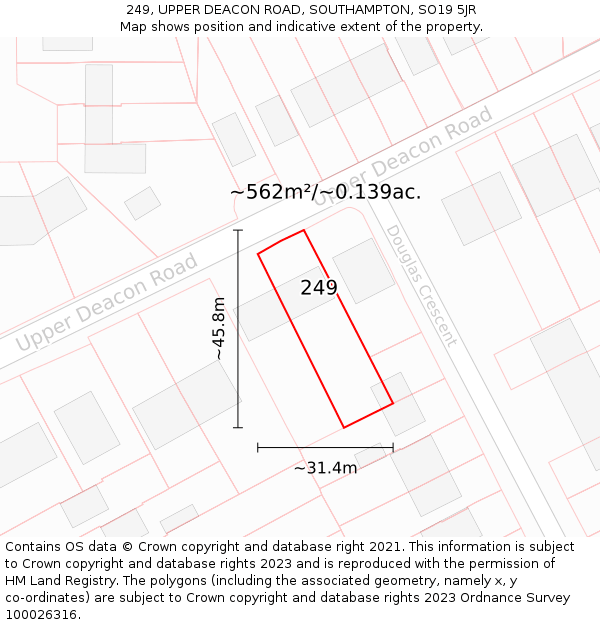 249, UPPER DEACON ROAD, SOUTHAMPTON, SO19 5JR: Plot and title map