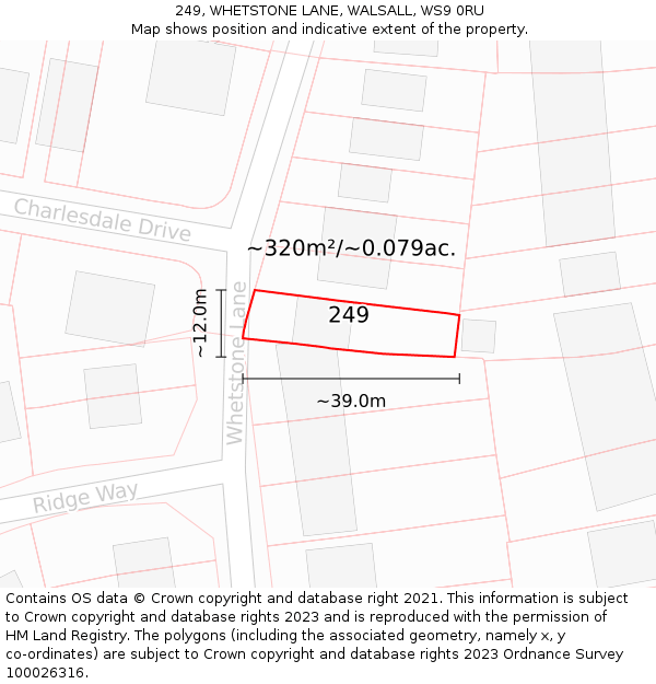 249, WHETSTONE LANE, WALSALL, WS9 0RU: Plot and title map