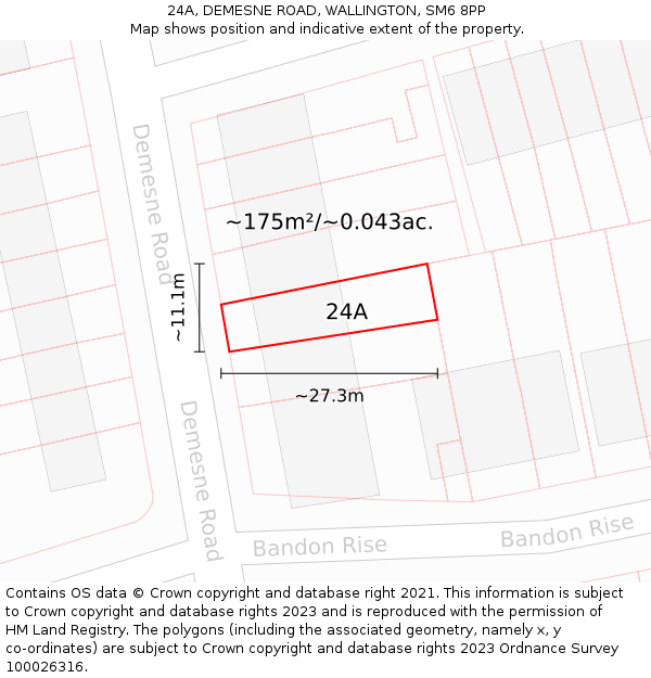 24A, DEMESNE ROAD, WALLINGTON, SM6 8PP: Plot and title map