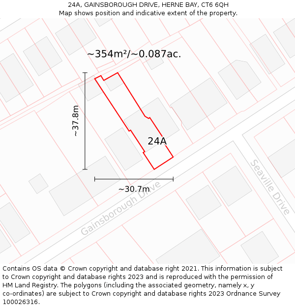 24A, GAINSBOROUGH DRIVE, HERNE BAY, CT6 6QH: Plot and title map