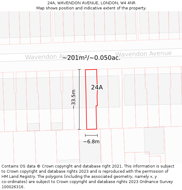 24A, WAVENDON AVENUE, LONDON, W4 4NR: Plot and title map