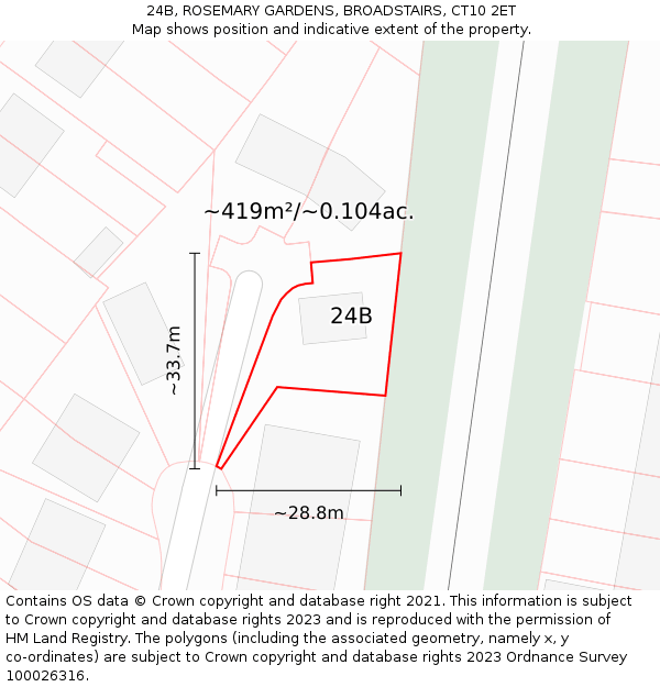 24B, ROSEMARY GARDENS, BROADSTAIRS, CT10 2ET: Plot and title map
