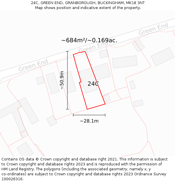 24C, GREEN END, GRANBOROUGH, BUCKINGHAM, MK18 3NT: Plot and title map