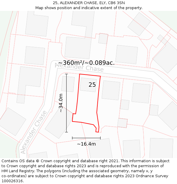 25, ALEXANDER CHASE, ELY, CB6 3SN: Plot and title map