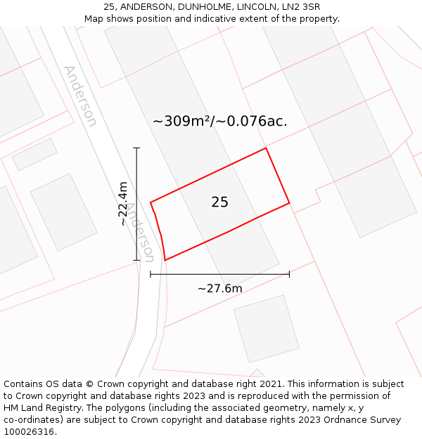 25, ANDERSON, DUNHOLME, LINCOLN, LN2 3SR: Plot and title map