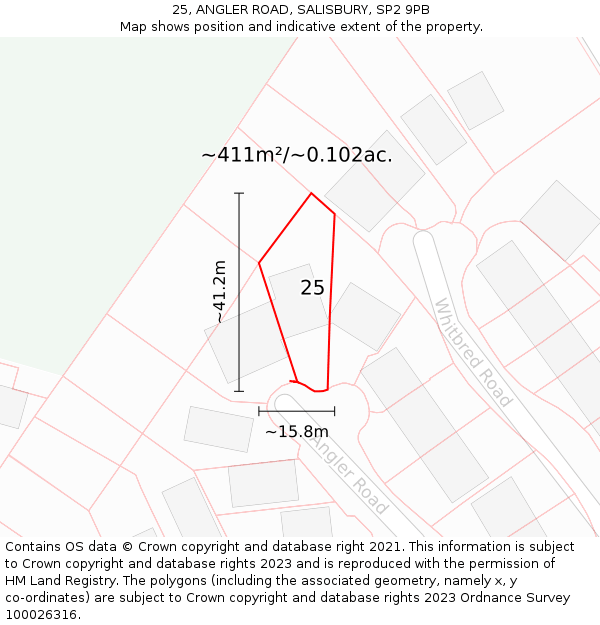 25, ANGLER ROAD, SALISBURY, SP2 9PB: Plot and title map