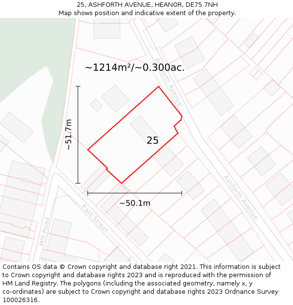 25, ASHFORTH AVENUE, HEANOR, DE75 7NH: Plot and title map