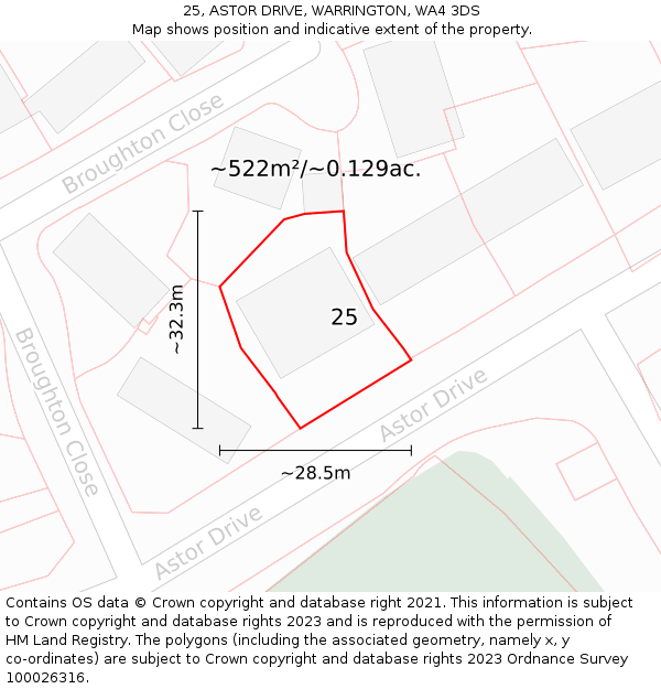 25, ASTOR DRIVE, WARRINGTON, WA4 3DS: Plot and title map