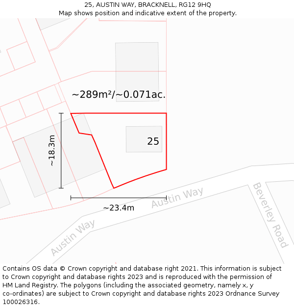 25, AUSTIN WAY, BRACKNELL, RG12 9HQ: Plot and title map