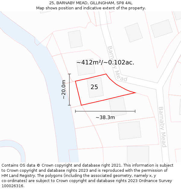 25, BARNABY MEAD, GILLINGHAM, SP8 4AL: Plot and title map