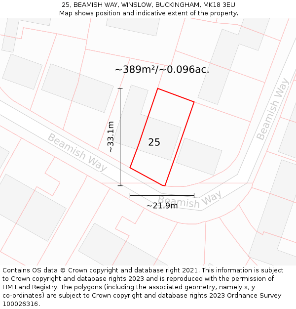 25, BEAMISH WAY, WINSLOW, BUCKINGHAM, MK18 3EU: Plot and title map