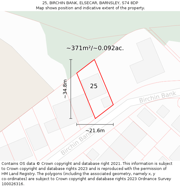 25, BIRCHIN BANK, ELSECAR, BARNSLEY, S74 8DP: Plot and title map