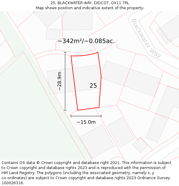 25, BLACKWATER WAY, DIDCOT, OX11 7RL: Plot and title map