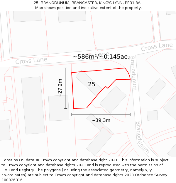 25, BRANODUNUM, BRANCASTER, KING'S LYNN, PE31 8AL: Plot and title map
