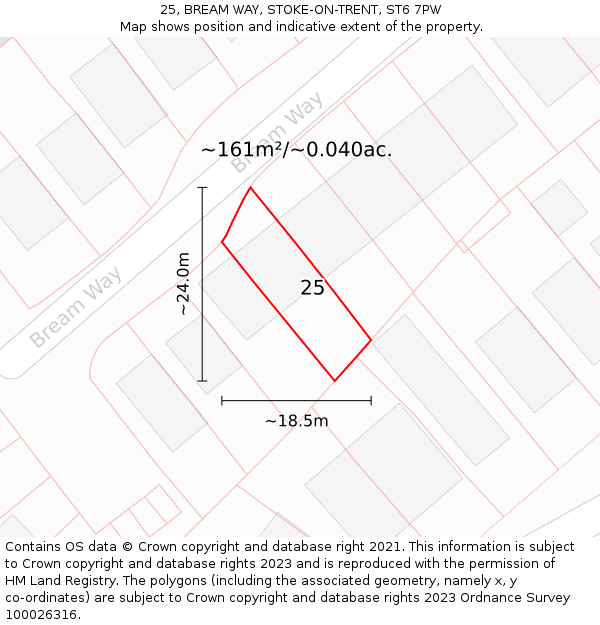 25, BREAM WAY, STOKE-ON-TRENT, ST6 7PW: Plot and title map