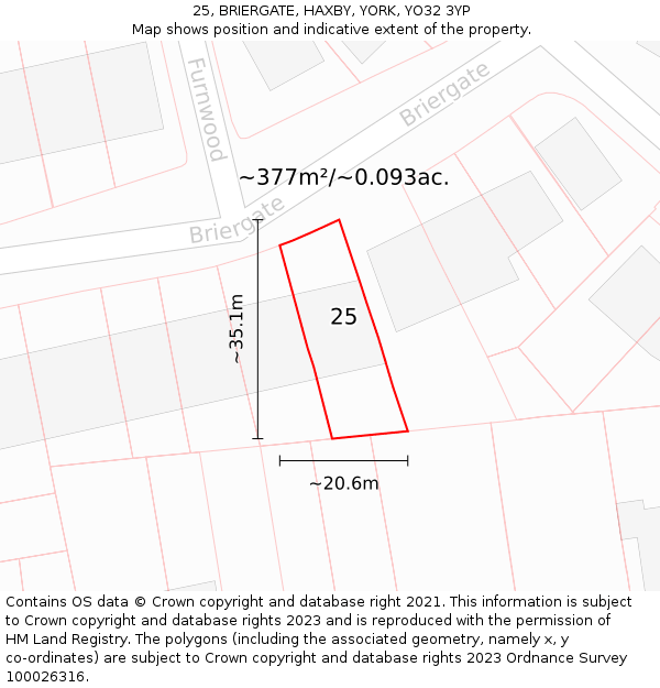 25, BRIERGATE, HAXBY, YORK, YO32 3YP: Plot and title map