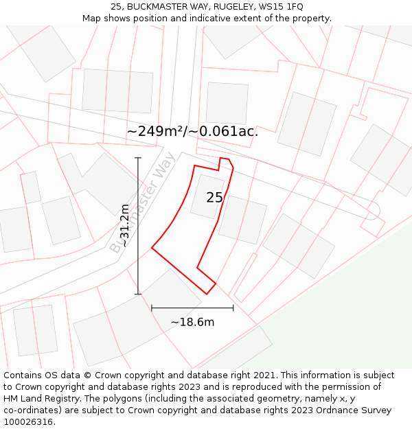 25, BUCKMASTER WAY, RUGELEY, WS15 1FQ: Plot and title map