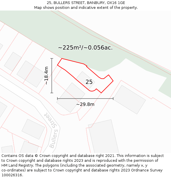 25, BULLERS STREET, BANBURY, OX16 1GE: Plot and title map