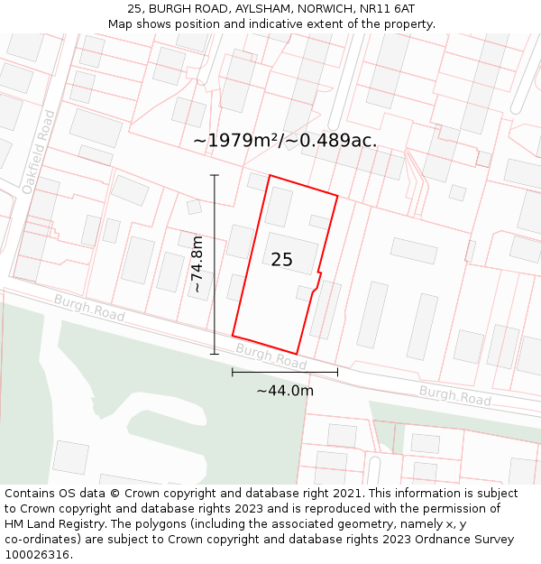 25, BURGH ROAD, AYLSHAM, NORWICH, NR11 6AT: Plot and title map