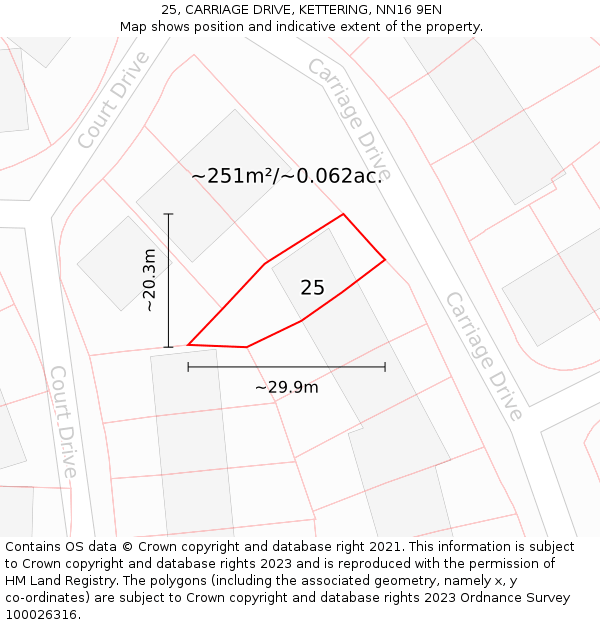 25, CARRIAGE DRIVE, KETTERING, NN16 9EN: Plot and title map