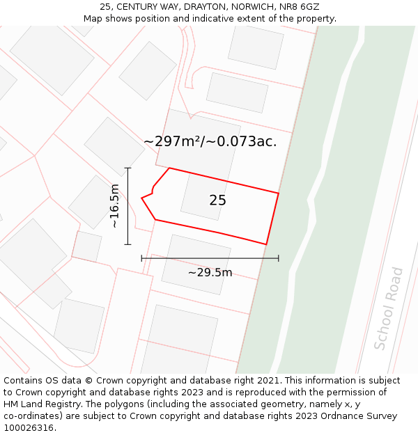 25, CENTURY WAY, DRAYTON, NORWICH, NR8 6GZ: Plot and title map