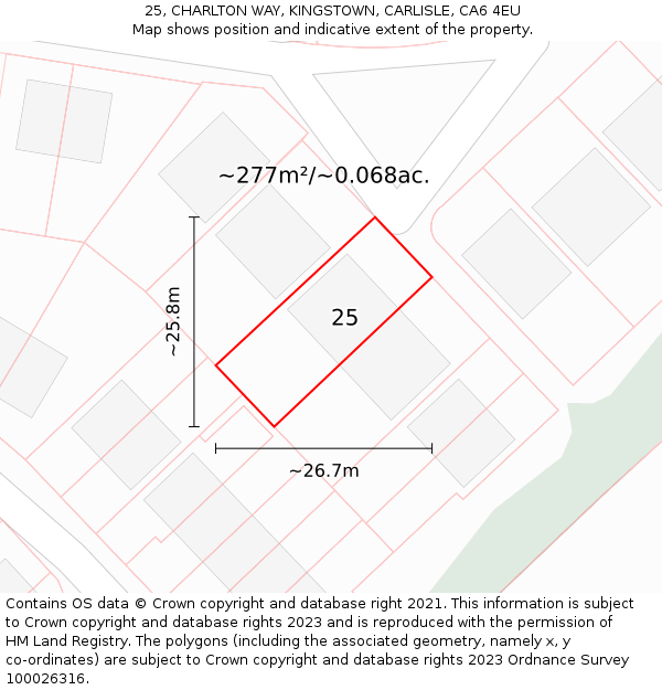 25, CHARLTON WAY, KINGSTOWN, CARLISLE, CA6 4EU: Plot and title map