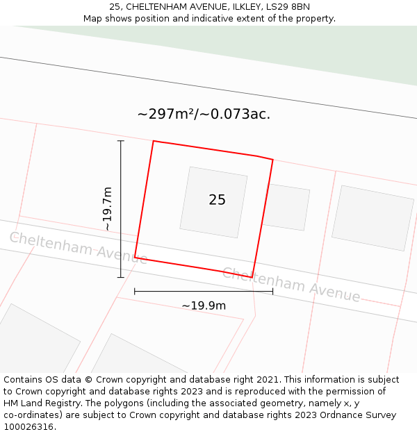 25, CHELTENHAM AVENUE, ILKLEY, LS29 8BN: Plot and title map