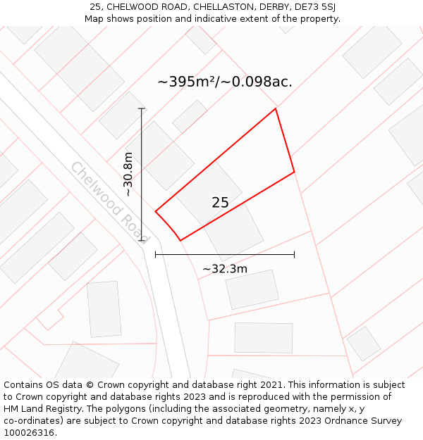 25, CHELWOOD ROAD, CHELLASTON, DERBY, DE73 5SJ: Plot and title map