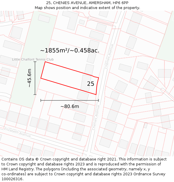 25, CHENIES AVENUE, AMERSHAM, HP6 6PP: Plot and title map
