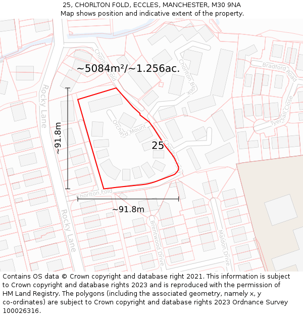 25, CHORLTON FOLD, ECCLES, MANCHESTER, M30 9NA: Plot and title map